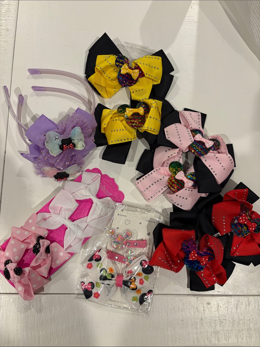 Mini inspired Assorted Hair Bows & Headbands - Yellow, Pink, Red, Purple, White